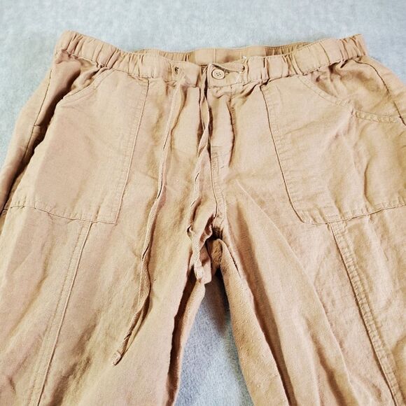 New York & Company Pants Womens Medium Tan Twill Drawstring Flat Front - Picture 2 of 11